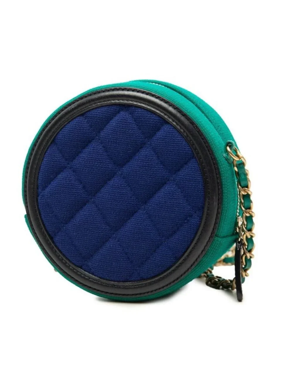Chanel CC Logo Quilted CC Filigree Crossbody Chain Shoulder Bag Black Blue